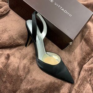 Adrienne Vittadini - Great Condition Satin Black Slingbacks 8.5 original box